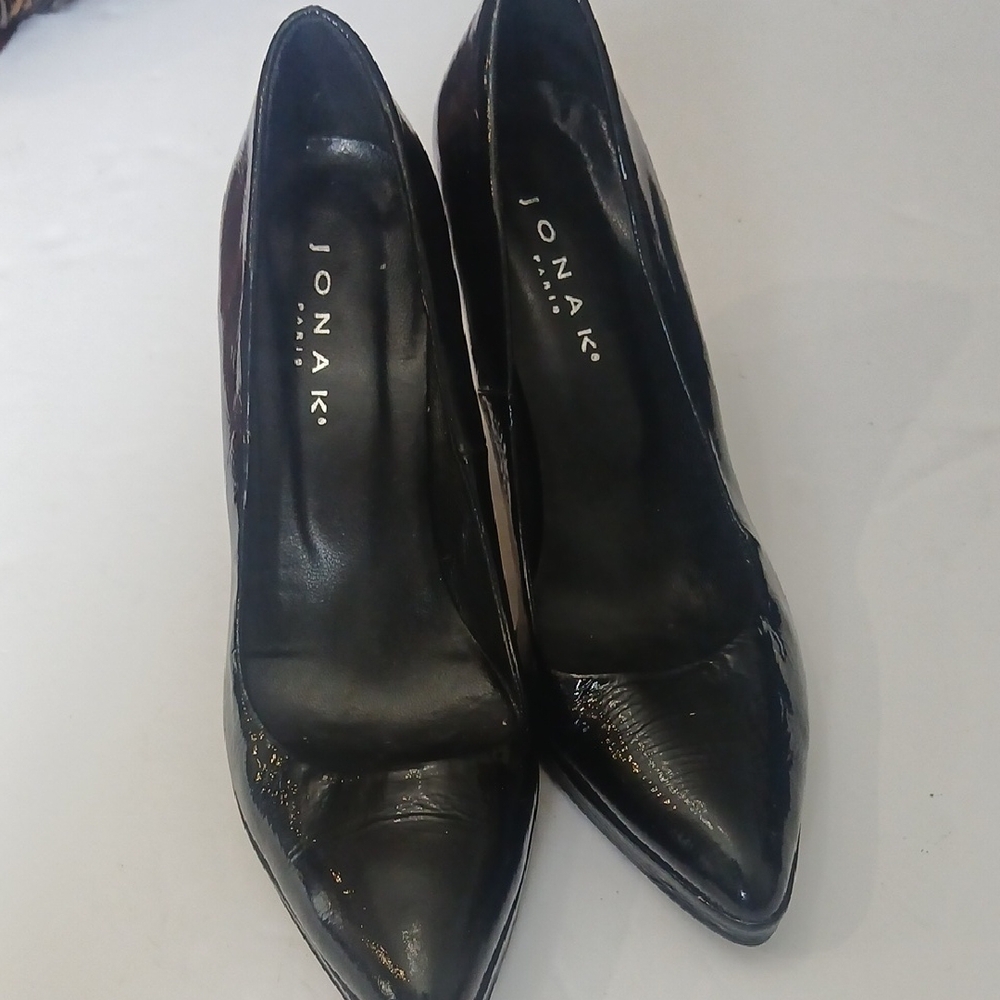 Black Women's Jonak Heels Glossy Patent Leather Heels Size 38